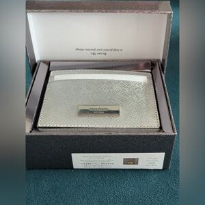 NWT Kate Spade kenzie metallic Silver Card Holder